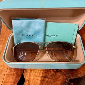 Tiffany & Co. Gold Aviator Sunglasses TF3044